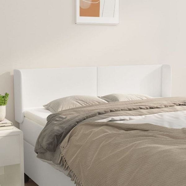 vidaXL Kopfteil mit Ohren Weiß 147x16x78/88 cm Kunstleder, 3118579