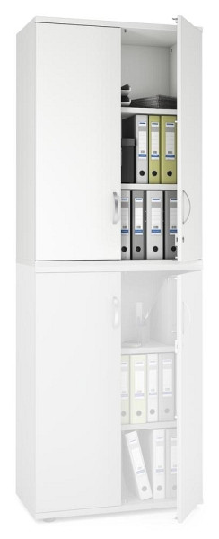 Deskin Flügeltüren-Aufsatzschrank MULTI M pro, Dekor: Weiß, BxHxT: 800 x 1110 x 420 mm, 263653