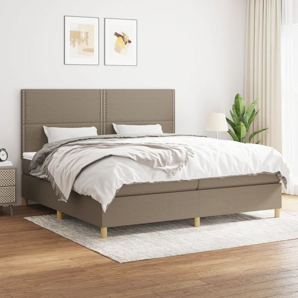 vidaXL Boxspringbett mit Matratze Taupe 200x200 cm Stoff, 3142285