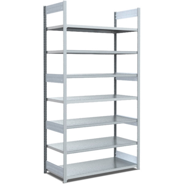 BITO Fachbodenregal zweiseitige Nutzung Grundfeld 40mm-Boden Set /Archivregal 100kg 2499x996x624 verzinkt, C1240-0003