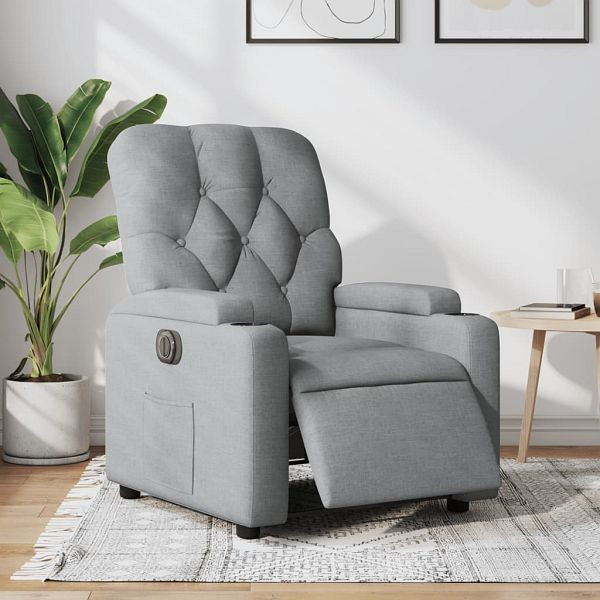 vidaXL Relaxsessel Elektrisch Hellgrau Stoff, Füllmaterial: Schaumstoff, PP-Faser, 3204686