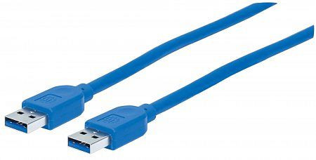 MANHATTAN SuperSpeed USB-A Anschlusskabel, USB 3.0, Typ A Stecker - Typ A Stecker, 5 Gbps, 1,8 m, blau, 354295