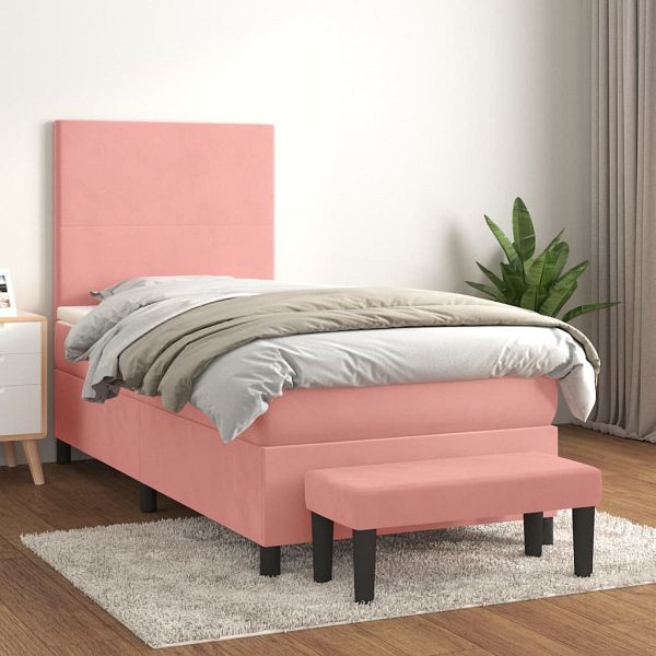 vidaXL Boxspringbett mit Matratze Rosa 80x200 cm Samt, 3137694