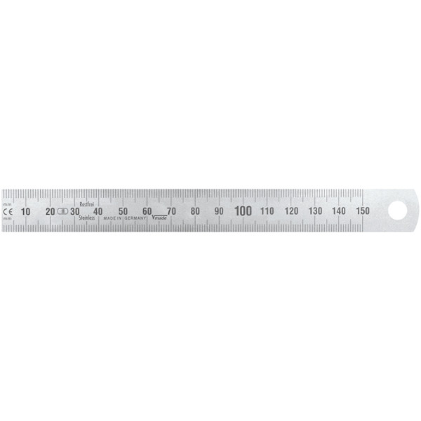 Vogel Germany Stahlmaßstab, Typ A, 150 x 18 x 0,5 mm, Ablesung von links nach rechts, 1012010015