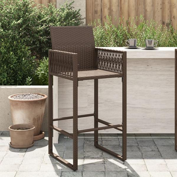 vidaXL Garten-Barhocker 2 Stück Braun Poly Rattan, UV-beständig, 368703