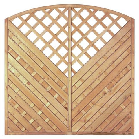 T&J Maxi-Diagonal-Bogen 180 x 180/160 cm, Rahmen 45/45 mm, kdi grün, Rankausschnit, Lamellen geriffelt & geschraubt, 12401