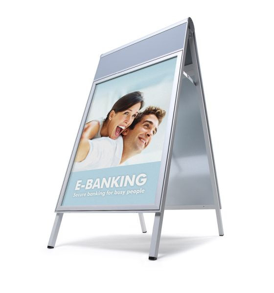 Showdown Displays Design Kundenstopper COMPASSO A1 mit Logoplatte, ZPC1A1