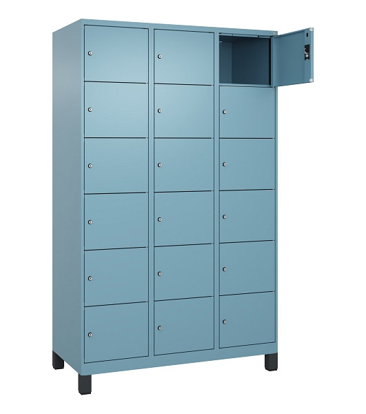 C+P Schließfachschrank Evolo PLUS, mit Füßen, 18 Fächer, 1950x1200x500mm, 0010/2406015 RDS Architekturblau, 049010-326 S10021