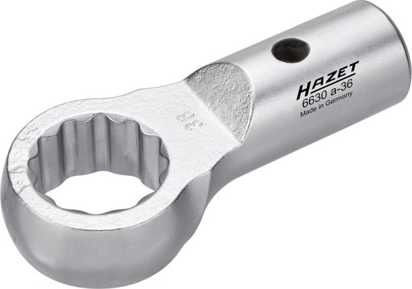 Hazet Aufsteck-Ringschlüssel, Rundaufnahme Ø 21 / 26 mm, Außen-Doppel-Sechskant Profil, 36 mm, 6630A-36