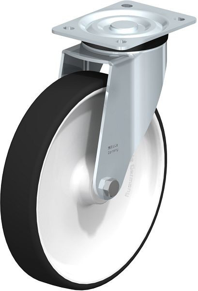 Blickle L-POTH 250G-3 Stahlblech-Lenkrolle, mittelschwere Ausführung, mit Anschraubplatte, Thermoplastisches Polyurethan, Grau, 754973