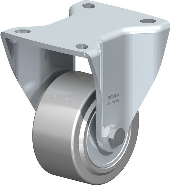 Blickle BH-SVS 80K Stahlblech-Bockrolle, Schwerlast-Ausführung, mit Anschraubplatte, Stahl, Grau, 350355