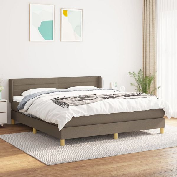 vidaXL Boxspringbett mit Matratze Taupe 180x200 cm Stoff, 3130373