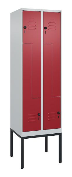 C+P Z-Spind Classic PLUS, Gestell, 4 Abteile, 2120x600x500mm, 7035/3003, Drehriegel, 0800337-204 S10001