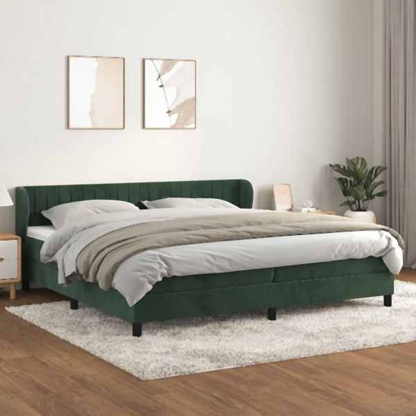 vidaXL Boxspringbett mit Matratze Dunkelgrün 200x200 cm Samt, 3127634