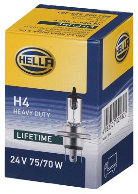 HELLA Halogen-Glühlampe, H4, 24V, 75/70W, Sockelausführung Glühlampe: P43t-38, 8GJ 002 525-281