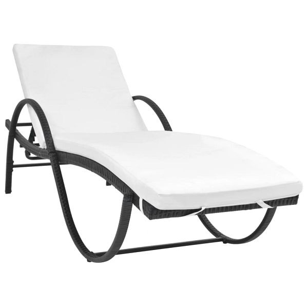 vidaXL Sonnenliege mit Auflage Poly Rattan Schwarz, 42884
