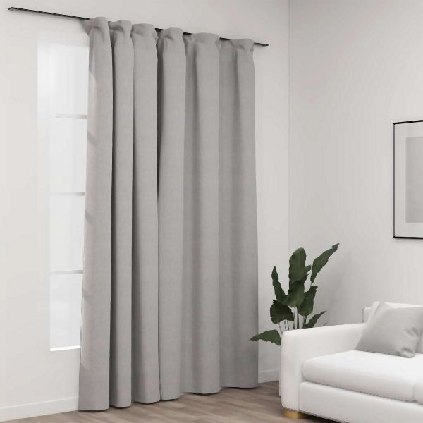 vidaXL Verdunkelungsvorhang mit Haken Leinenoptik Grau 290x245 cm, 321175