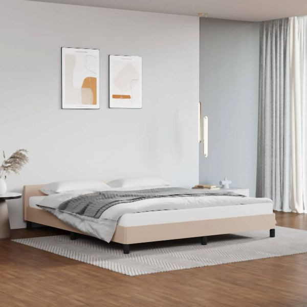 vidaXL Bettgestell mit Kopfteil ohne Matratze Cappuccino 160x200 cm, 347512