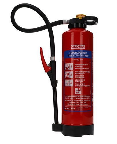 Gloria Wasser-Aufladefeuerlöscher, 6 l, Brandklasse A, Spezialeignung für Lithium-Ionen Akkus, 286764