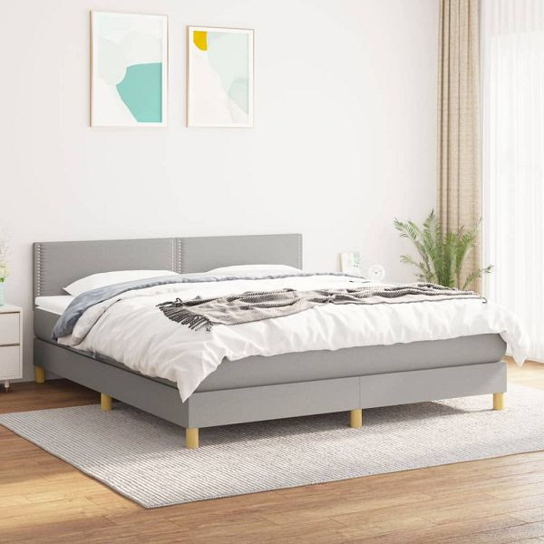 vidaXL Boxspringbett mit Matratze Hellgrau 180x200 cm Stoff, 3140553