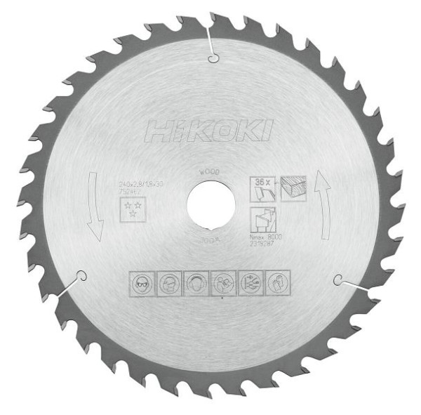 HiKOKI TCT Kreissägeblatt Holz 240X30 Z36 Wechselzahn, 752462