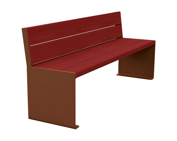 Procity Sitzbank Kube, 1800 mm, Mit Rückenlehne Stahl & Holz Ohne Armlehnen, Mahagoni/Rost Korken Effekt, 306384.S025.ACAJ