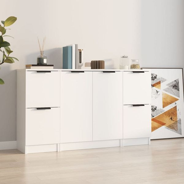 vidaXL Sideboards 3 Stück Weiß Holzwerkstoff, 3115844, 8720287123040
