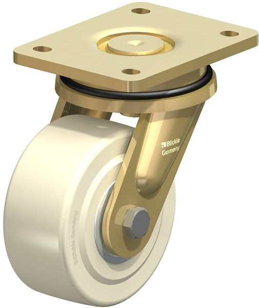 Blickle LS-GSPO 125K Stahlgeschweißte Schwerlast-Lenkrolle, schwere Drehkranz-Ausführung, Gusspolyamid, Weiß, 48637