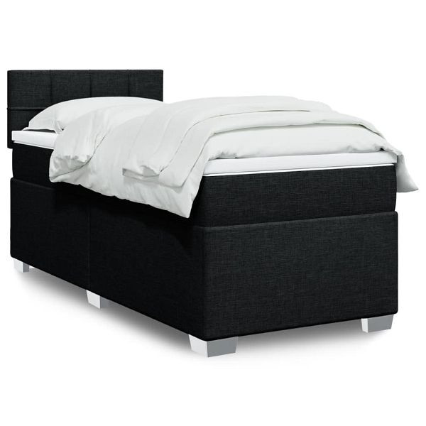 vidaXL Boxspringbett mit Matratze Schwarz 80x200 cm Stoff, 3285717