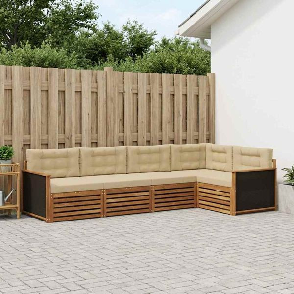 vidaXL Outdoor-Sofagarnitur 5-teilig Natur und Beige 323 x 164,5 x 73 cm, 3383346