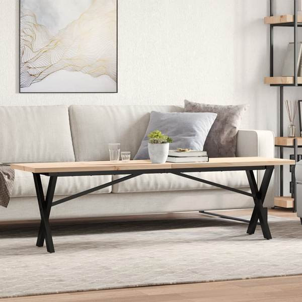 vidaXL Couchtisch X-Gestell 160x40x45,5 cm Massivholz Kiefer Gusseisen, 3282756