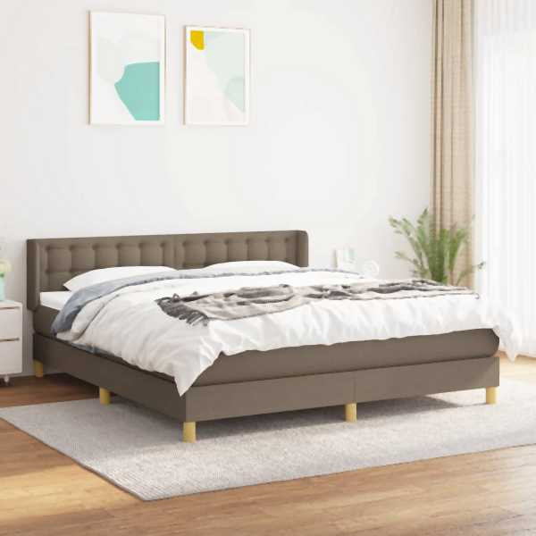 vidaXL Boxspringbett mit Matratze Taupe 160x200 cm Stoff, 3130605