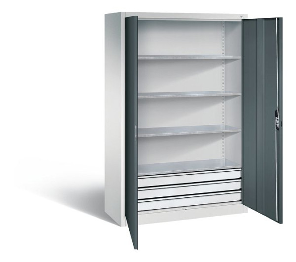 C+P Werkzeugschrank Acurado, H1950xB1200xT500mm, Farbe: Lichtgrau / Schwarzgrau, Muldengriff, 8931-503 S10473