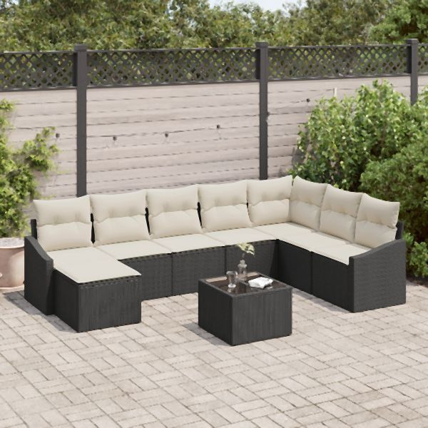 vidaXL 8-teiliges Garten Esszimmer Set mit Kissen braun Poly Rattan, 3355516