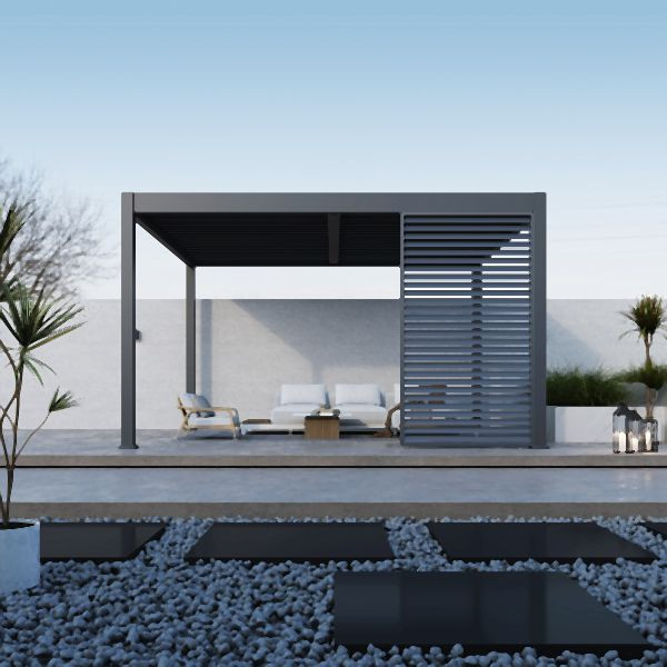 Paragon Outdoor Lamellen Sichtschutz für Pergola Grand Tuscan 14 Grau, 135x234cm, STPR-LA-14PPH