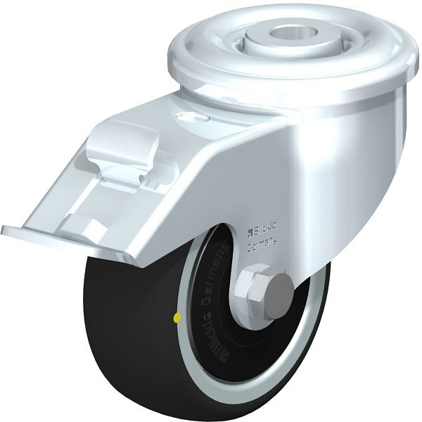 Blickle LER-PATH 80K-FI-ELS-FK Stahlblech-Lenkrolle mit Rückenloch & Feststeller, Thermoplastisches Polyurethan, Grau, 852179
