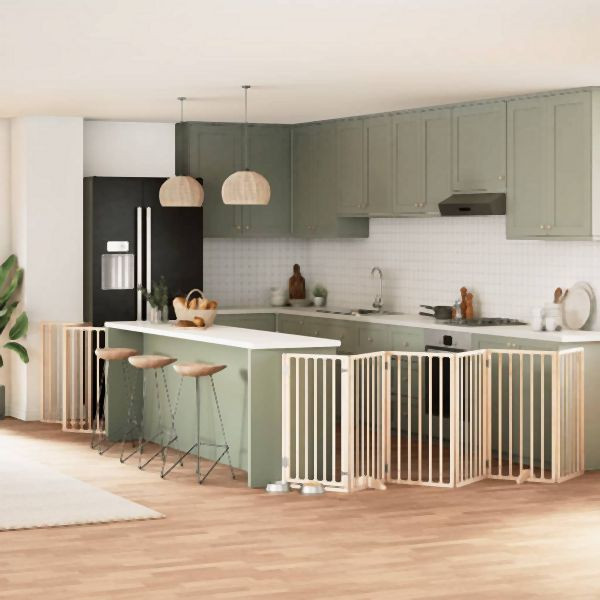 vidaXL 12-tlg. Hundetor mit Tür Faltbar 600 cm Pappelholz, 3155533