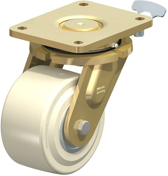 Blickle LS-GSPO 152K-35-RI4 Stahlgeschweißte Schwerlast-Lenkrolle, schwere Drehkranz-Ausführung, Gusspolyamid, Weiß, 640482