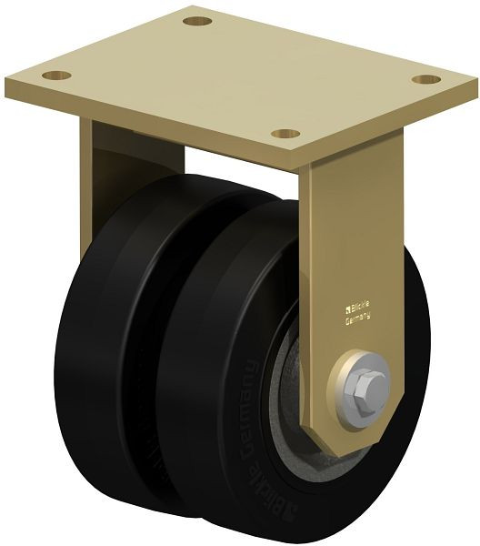 Blickle BSD-SE 160K-35 Stahlgeschweißte Schwerlast-Doppel-Bockrolle, Elastik-Vollgummi, Schwarz, 616854