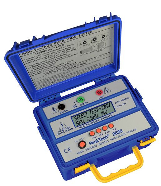 PeakTech Isolationsmessgerät, Hochspannung, 1000/2500/5000/10000 V, 600 GOhm, P 2685 A