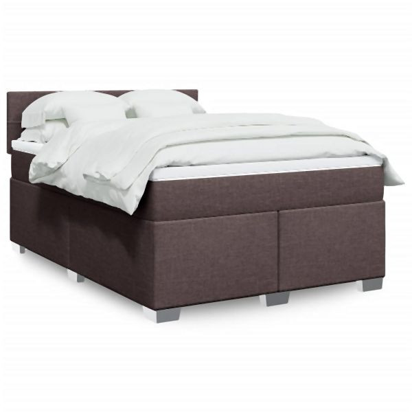 vidaXL Boxspringbett mit Matratze Dunkelbraun 140x190 cm Stoff, 3285886