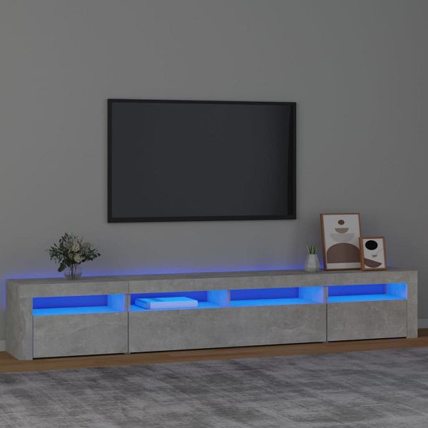 vidaXL TV-Schrank mit LED-Leuchten Betongrau 240x35x40 cm, 3152725