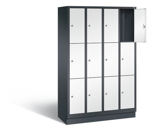 C+P Schließfachschrank Evolo, H1800xB1190xT500mm, Farbe: Schwarzgrau / Verkehrsweiß, 48020-403 S10209