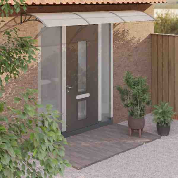 vidaXL Türvordach Grau 300x75 cm Polycarbonat, 153581, 8720845680206
