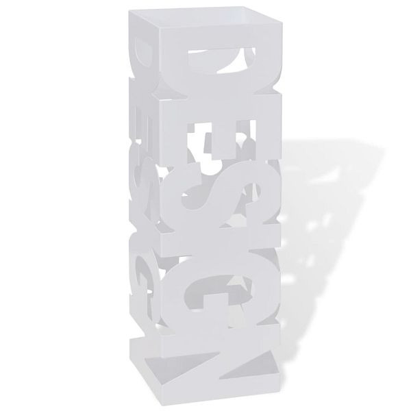 vidaXL Schirmhalter Schirmständer Gehstöcke Stahl weiß quadratisch 48,5 cm, 242467
