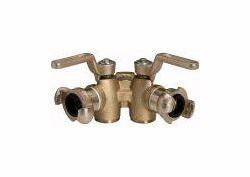 Riegler Doppelkükenhahn mit 2 Kupplungsabgängen, Anschluss Innengewinde, mit Hebelanschlag und Entlüftung, 107894