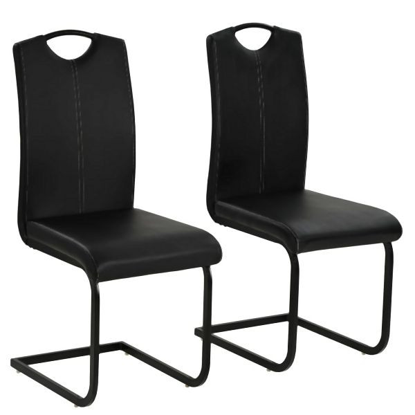 vidaXL Freischwinger 2 Stk. Schwarz Kunstleder, elegant, 246193