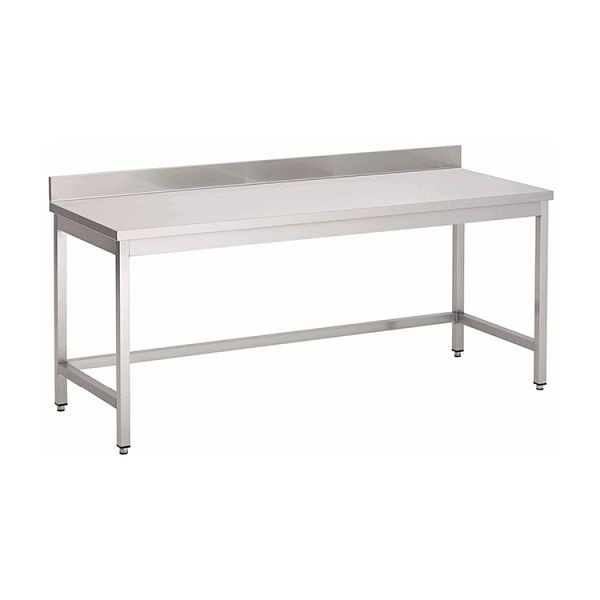 Gastro-Inox Edelstahl AISI 430 Arbeitstisch mit Aufkantung, 800x600x850mm, verstärkt mit 18 mm dicker, beschichteter Spanplatte, 301.207