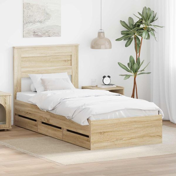vidaXL Bettrahmen Sonoma-Eiche 75 x 190 cm Ingenieurs Holz, 3409884