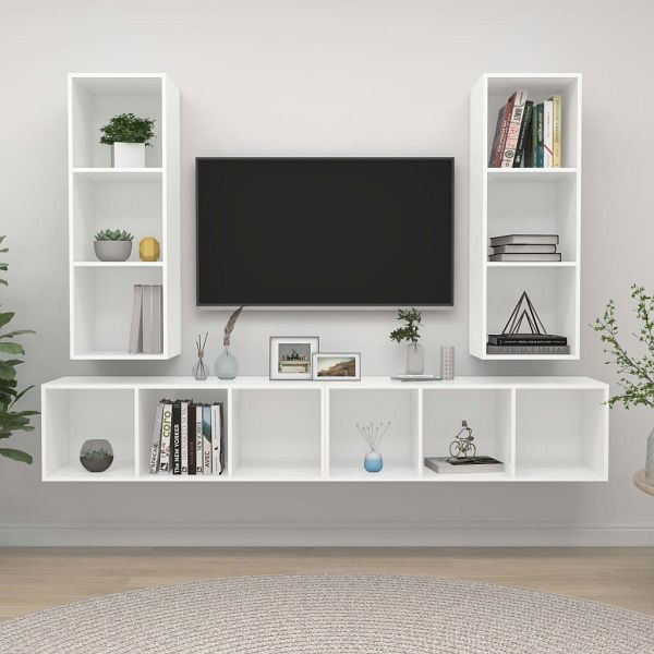 vidaXL TV-Wandschränke 4 Stück Weiß Holzwerkstoff, 3079880